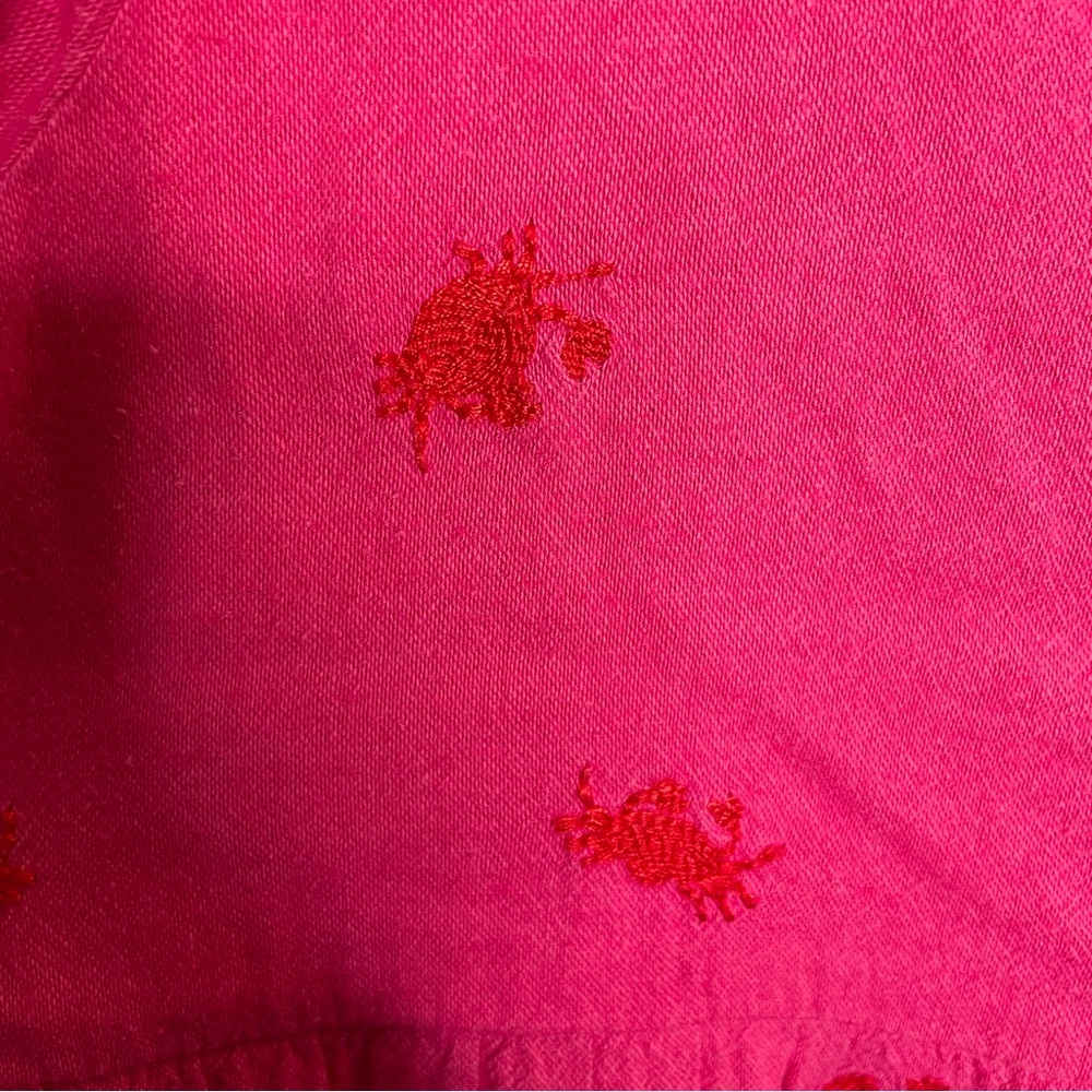Maeve Crab Embroidered Novelty Print Tiered Mini Dress Fun Quirky Nautical M - Picture 5 of 10